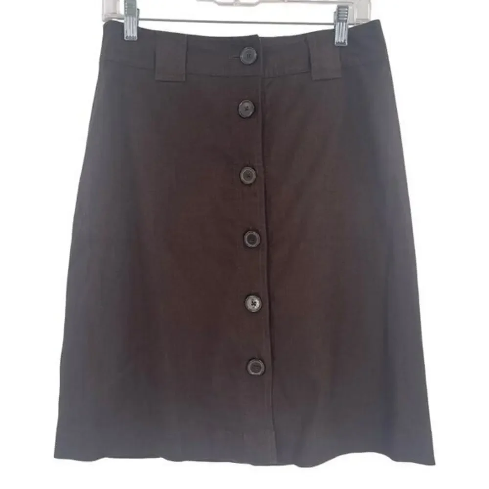 Banana Republic Espresso Brown Button-Front A-Line Skirt size 2